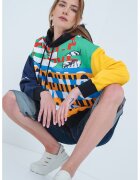 Moschino Jeans Десенирано худи - Черен/Мандарина/Аква зелено
