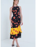 Moschino Jeans Флорална рокля - Червен/Черен/Шафраново жълто