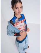 Moschino Jeans Къса блуза с графика - Бял/Черен/Син