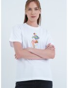 Moschino Jeans Памучна тениска с графика - Бял/Син