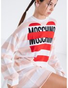 Moschino Jeans Права вълнена рокля на райе - Червен/Бял/Праскова