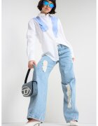 Moschino Jeans Риза с дизайн 2 в 1 и дълги ръкави - Бял/Син