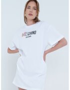Moschino Jeans Рокля-тениска с лого - Избеляло черно/Лилав/Бял
