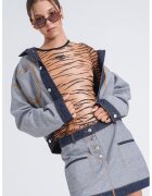 Moschino Jeans Слим блуза с принт - Черен/Тъмножълт