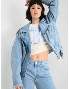 Moschino Jeans Свободно яке от деним с цип - Пастелносин