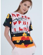 Moschino Jeans Тениска с принт - Червен/Черен/Оранжев