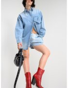 Moschino Jeans Яке-риза от деним с паднали ръкави - Пастелносин