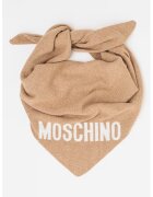 Moschino Плетен шал с вълна - Бял/Камел
