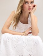 Motivi Блуза с ажур с квадратно деколте Бял