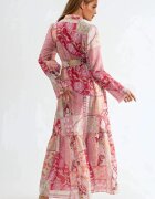 MSN Collection Макси рокля Флорална Многоцветна Полиестер/Ликра