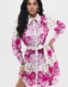 MSN Collection Мини рокля дълги ръкави розова полиестер