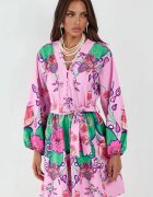 MSN Collection Мини рокля флорален модел дълъг ръкав многоцветна полиестер/памук/ликра