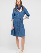 Mustang Дамска рокля - Style Elisa Denim Dress - Regular Fit - с яка - дълги ръкави - акцент деним - копчета - памук - синя