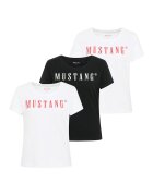 Mustang Стандартна тениска Alma с овално деколте и лого - 3 части - Бял/Черен/Мандарина