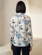 MyFashion Дамска риза флорален принт небесносин 100% полиестер дълъг ръкав