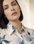 MyFashion Дамска риза флорален принт небесносин 100% полиестер дълъг ръкав