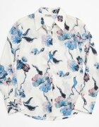 MyFashion Дамска риза флорален принт небесносин 100% полиестер дълъг ръкав