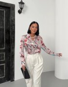 MyFashion Дамски ризи риза с абстрактен принт прашно розово дълъг ръкав 100% полиестер