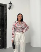 MyFashion Дамски ризи риза с абстрактен принт прашно розово дълъг ръкав 100% полиестер