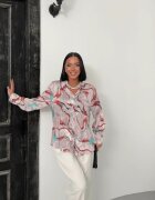 MyFashion Дамски ризи риза с абстрактен принт прашно розово дълъг ръкав 100% полиестер