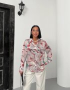 MyFashion Дамски ризи риза с абстрактен принт прашно розово дълъг ръкав 100% полиестер