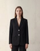 MyFashion Дамско сако памук и лен черно с копчета