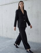 MyFashion Дамско сако памук и лен черно с копчета