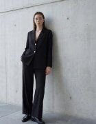 MyFashion Дамско сако памук и лен черно с копчета