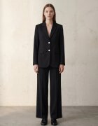 MyFashion Дамско сако памук и лен черно с копчета