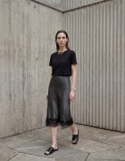 MyFashion Миди пола сатен висока талия черна