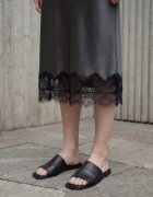 MyFashion Миди пола сатен висока талия черна
