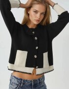 MyFashion Плетена жилетка с детайли на джобове черна трико Един размер