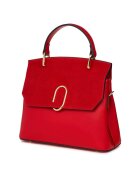 myOwn Червена дамска чанта от естествена кожа - 2 отделения - размери 24x30x11см