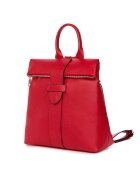 myOwn Червена раница от естествена кожа - 35x31 см - с вътрешен джоб с цип - за ежедневно ползване