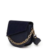 myOwn Дамска чанта Donna от естествена кожа - тъмносиня - 18x20x8 см - с верижка и регулируеми презрамки