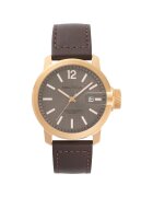 Nautica Часовник NAPSYD005 Водоустойчив Кожена каишка Златисто-кафяв