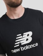 New Balance Памучна тениска с овално деколте Черен