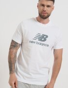 New Balance Памучна тениска с овално деколте Сив/Бял