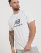 New Balance Памучна тениска с овално деколте Сив/Бял