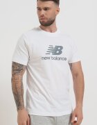New Balance Памучна тениска с овално деколте Сив/Бял