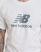 New Balance Памучна тениска с овално деколте Сив/Бял