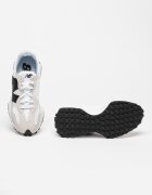 New Balance Унисекс Мрежести спортни обувки 327 с кожа и велур Бял