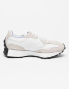 New Balance Унисекс Мрежести спортни обувки 327 с кожа и велур Бял
