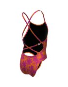 Nike Дамски цял бански Charms Multi Print Lace Up Back One Piece Размер Оранжев/Розово