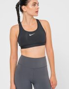 Nike Фитнес бюстие Swoosh с Dri Fit Черен