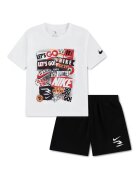 Nike Къс спортен екип Collage с графика и лого Черен/Мандарина/Бял