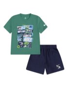 Nike Къс спортен екип Collage с графика и лого Зелен/Светло сив/Тъмносин