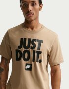 Nike Памучна тениска Sportswear с принт Черен/Светлокафяв