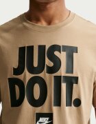 Nike Памучна тениска Sportswear с принт Черен/Светлокафяв