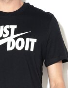 Nike Памучна тениска Swoosh с лого Бял/Черен